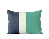 Winter Mint Colorblock Pillow Cover  - Modern Holiday Home Decor by JillianReneDecor Color Block Stripe Trio Gift Under 50 - JillianReneDecor