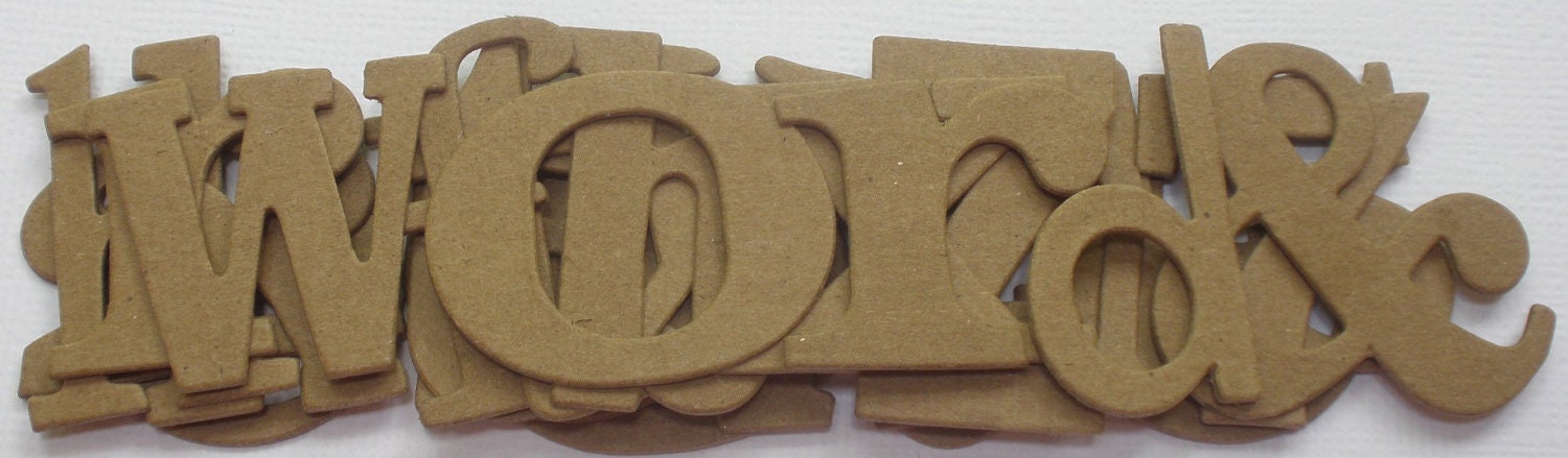 ELEMENT FONT --  Raw CHiPBOARD Alphabet Letters Bare Die Cuts - 1" - 2" in Size - 72 Pieces