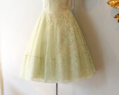 50s Dress // Vintage 1950's Spring Green Goddess Dress