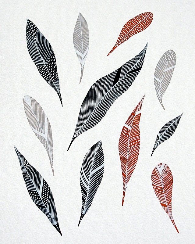 eleven feathers // original nature inspired contemporary watercolour painting on paper // by natasha newton