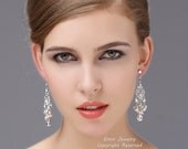 Bridal Jewelry, Chandelier Wedding Earrings, White Pearl Wedding Earrings, Vintage Bridal Jewelry, Crystals  Rhinestone Earrings E0022