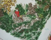 Vintage Tablecloth Colonial Stag Hunt