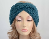 Knit Turban Headband in Teal Color