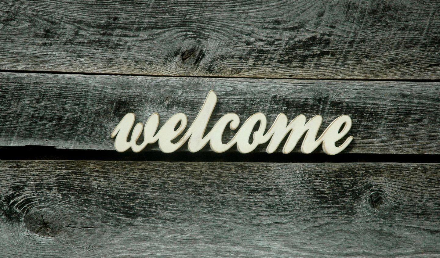 WELCOME - Handmade Wood Sign - Front Door Hanger- for home housewarming gift present distressed shabby chic vintage primitive rustic