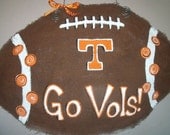 Football Burlap Wall Door Hanger UT Vols Tennessee Volunteers