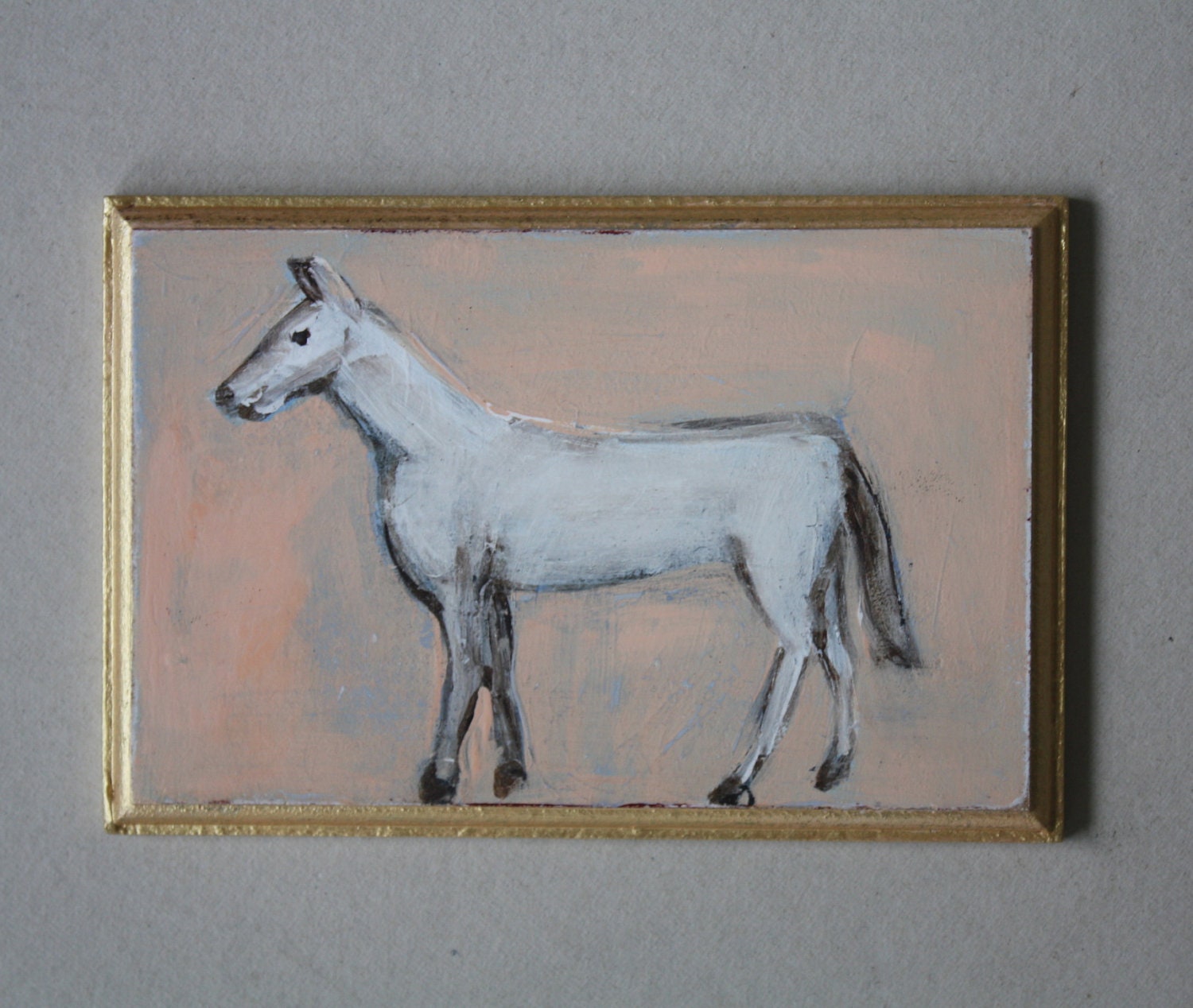 6" X 4" Original horse painting on board