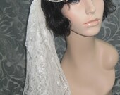 Wedding LACE Bridal Cap Veil with Side Drape
