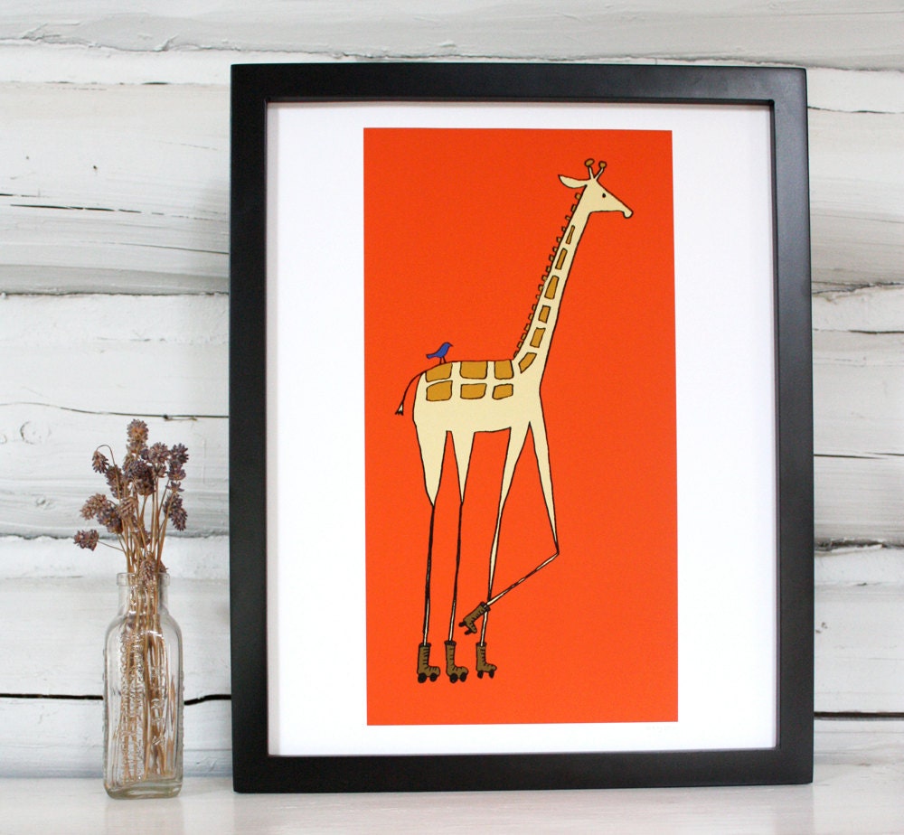 Nursery Art - Giraffe on Rollerskates print