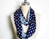 The Infinity Scarf in Navy Blue Polka Dot