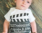 BABY ANNOUNCEMENT ONESIE Personalized with Baby Mom & Dad Names, Boy Girl Short Sleeve, All Sizes