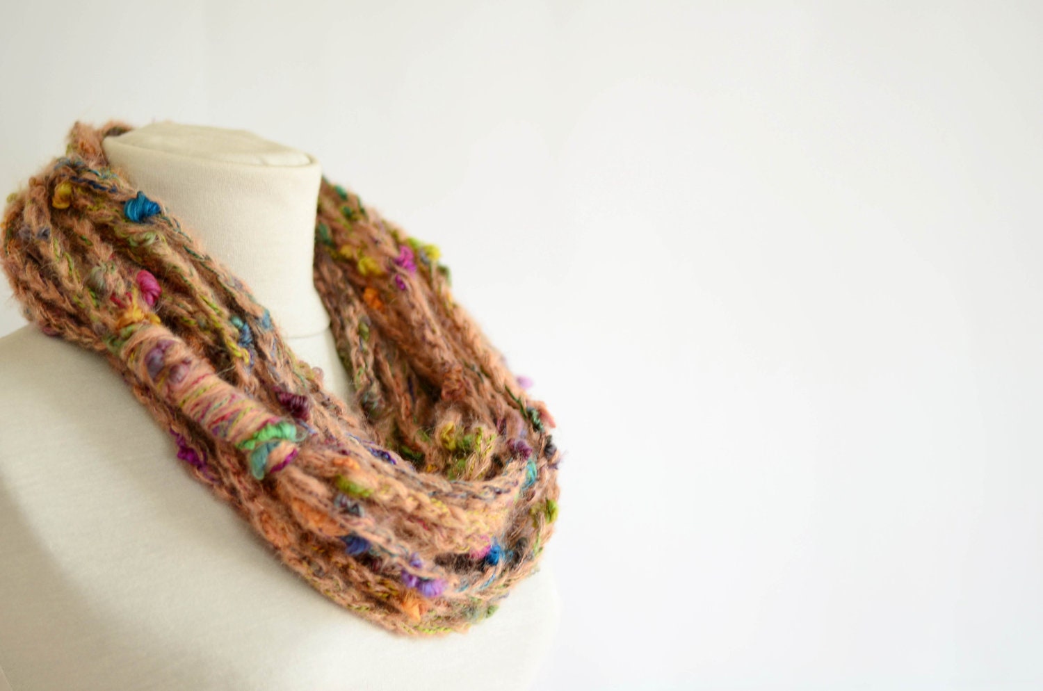 Unique Christmas gifts - Multicolor infinity scarf cowl - Splash of color