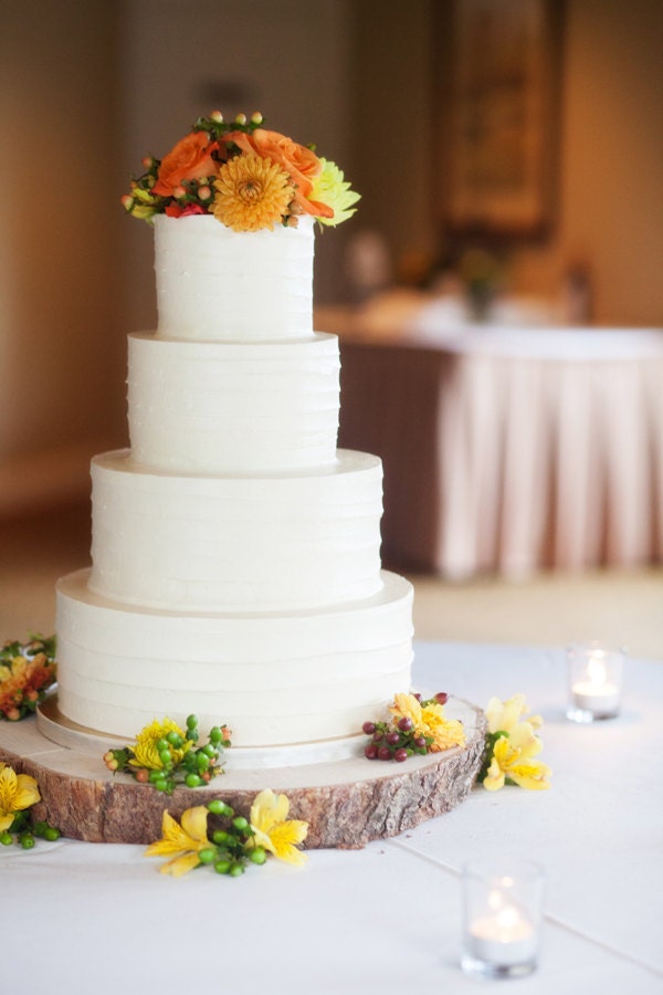 14" Rustic Wood Tree Slice Wedding Cake Base or Cupcake Stand for your Event and Party or even a Newborn Photo Prop