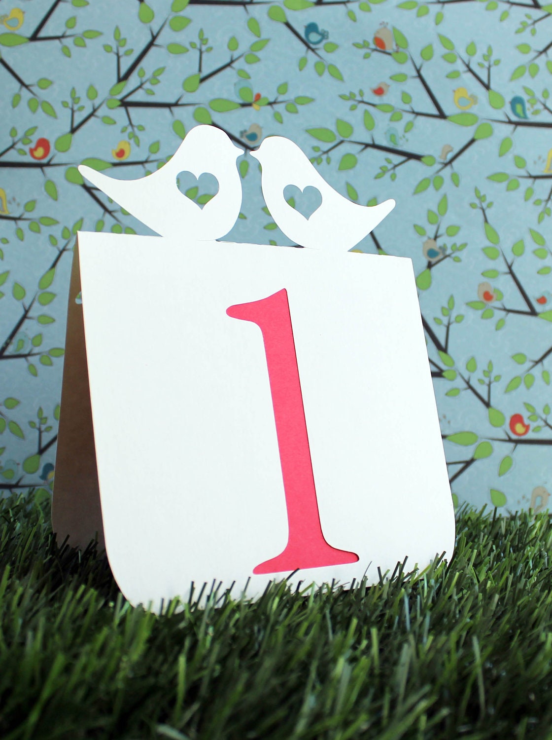 Wedding Table Numbers Love Birds with hearts 1 to 25