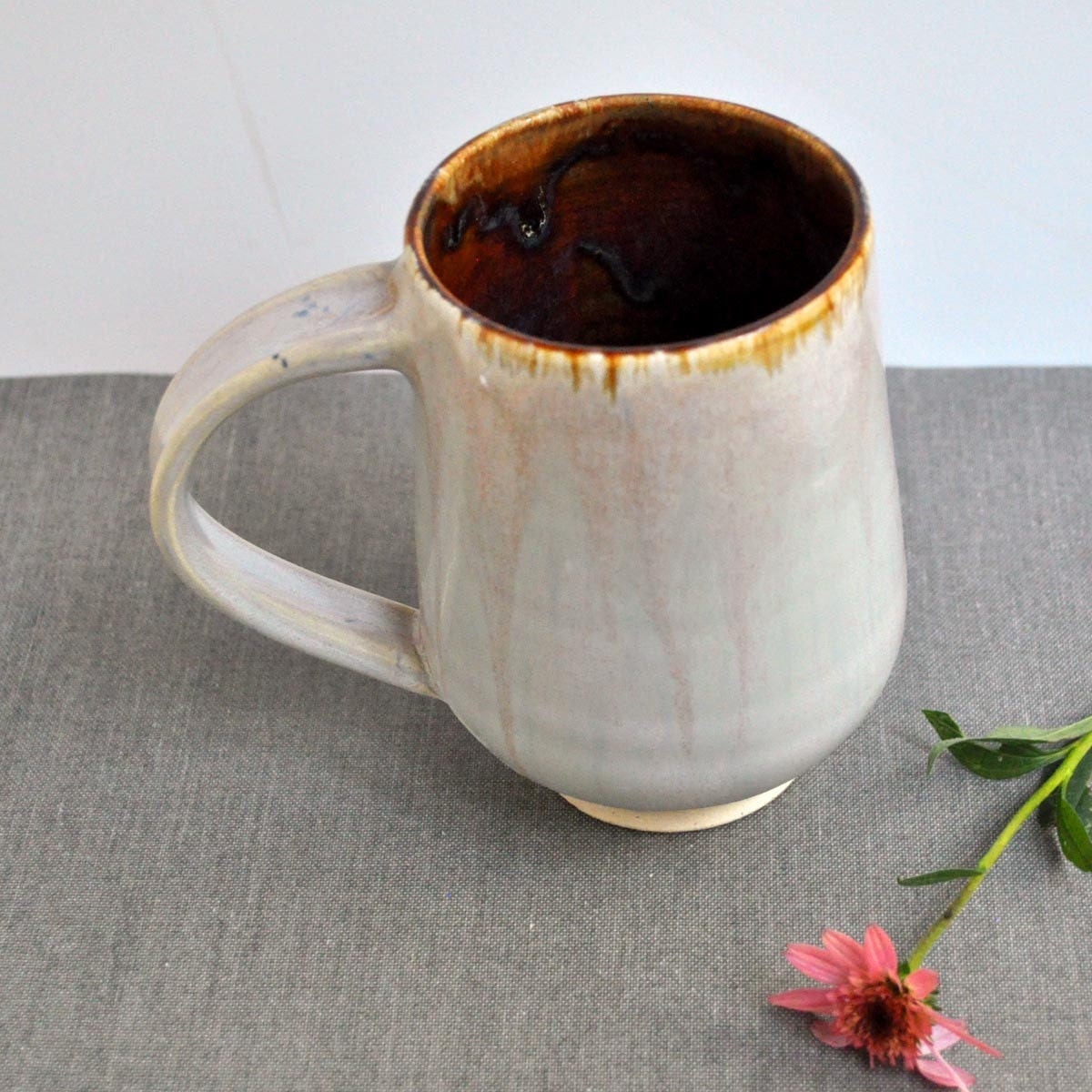 ceramic coffee cup coffee mug Beer Stein minimalist modern Grey Brown glazes