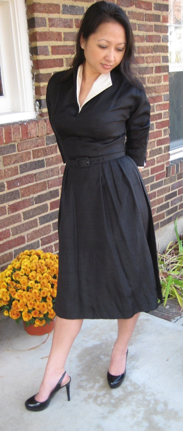 vintage 50s 60s Suzy Perette black evening event dress