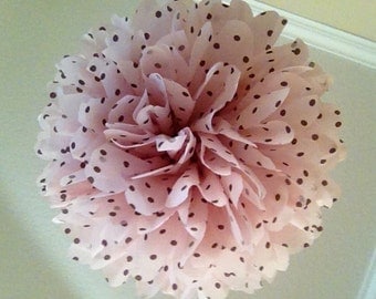 NEW Blush and Brown Polka Dot ...  1 tissue paper pom // birthday party // bachelorette party // baby shower // party decorations