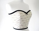 Retro Style Cropped Bustier Top in Vintage Bird Print Sizes UK 8- 16/US 4-12 Made to Order