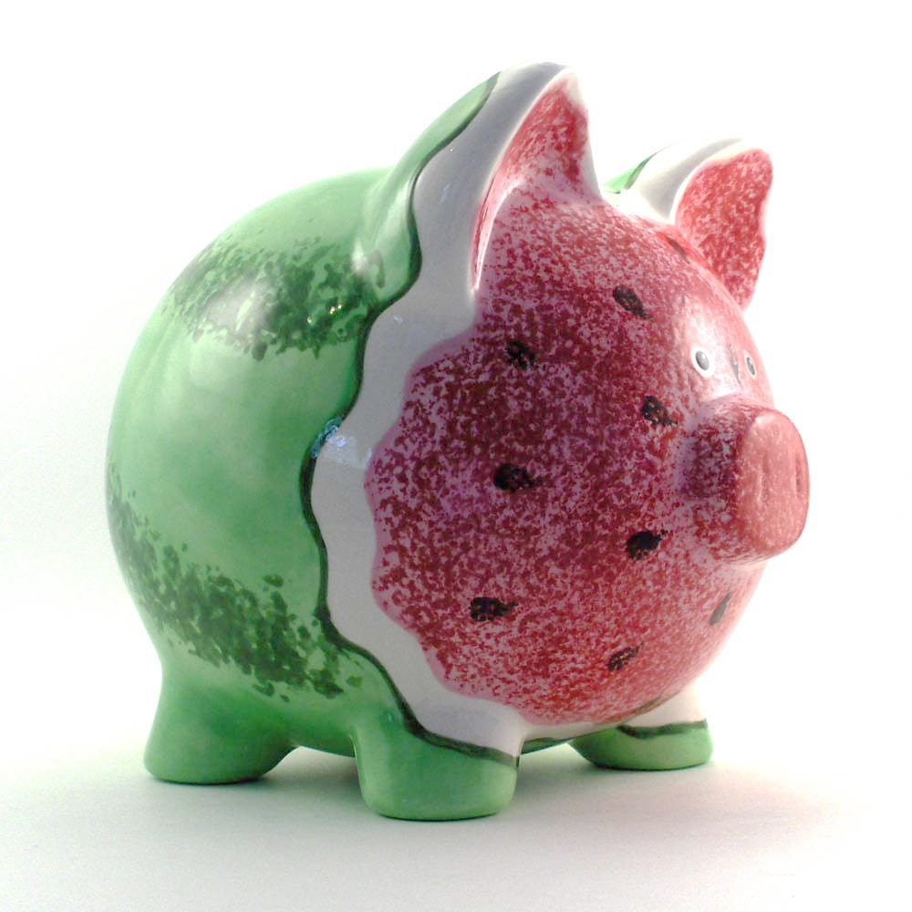 Personalized Piggy Bank - Watermelon - with hole or NO hole in bottom