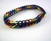 Rainbow Stretchy Bracelet Multicolored Pride Chainmaille Jewelry