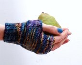 Knit fingerless gloves mittens - Luxury in Merino / Silk