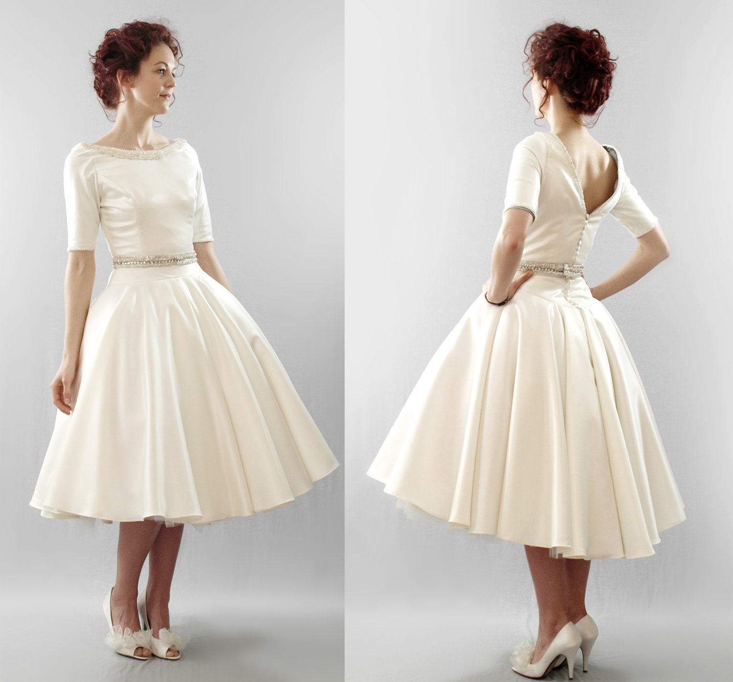 The Christy - silk duchess satin short wedding dress