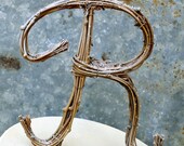Snowy Winter Wedding Rustic Letter Cake Topper - 5" Script Initial - Any Letter