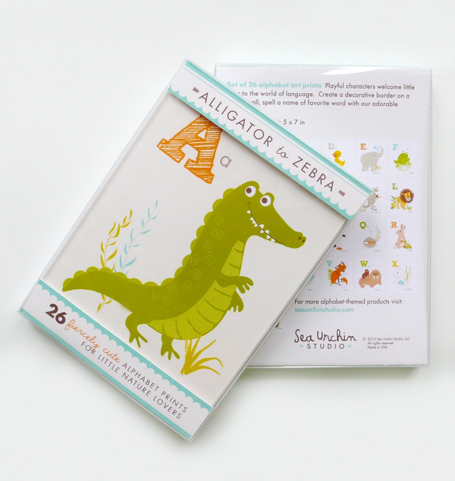 ALPHABET 26 PRINT SET - Alligator to Zebra 5x7