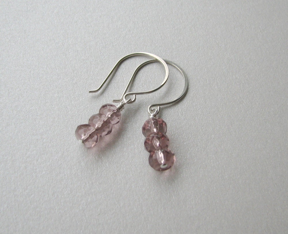 Shimmering Rose Sterling Silver faceted Glass Earrings