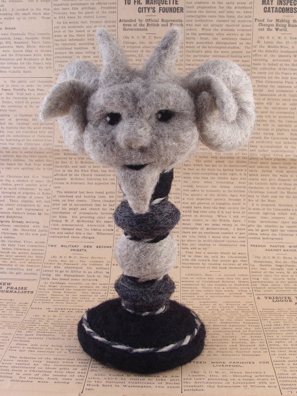 Needle Felted Gargoyle or Grotesques Wool Soft Sculpture by McBrideHouse