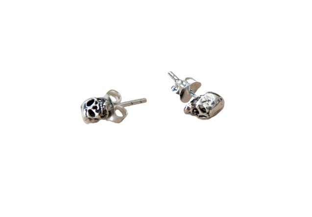 Earrings- Tiny Skull - Sterling Silver