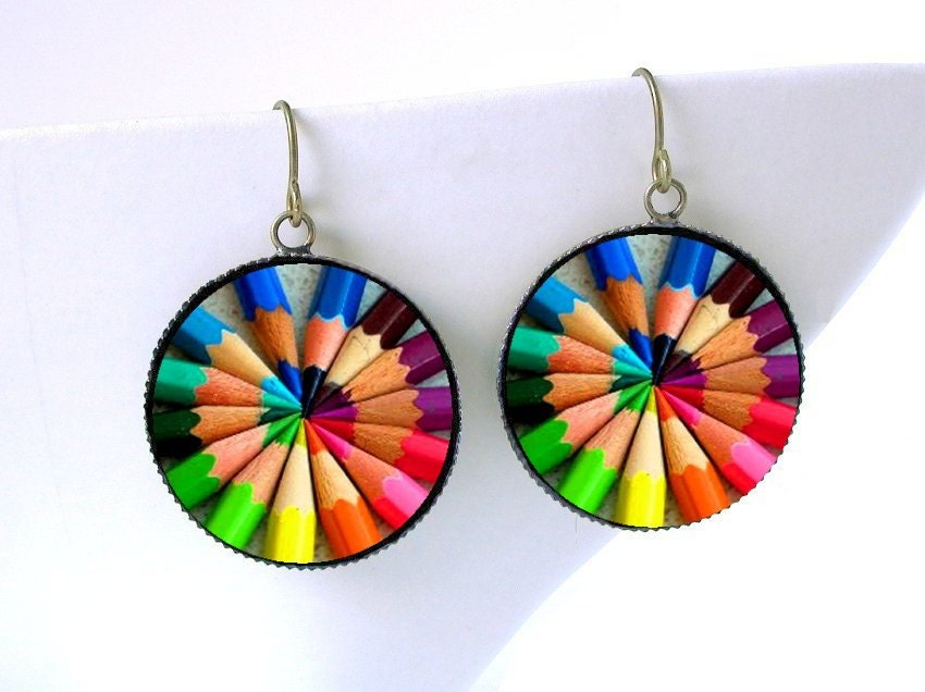 Dangle Earrings Neon Pencils Back To School Earrings - Teacher Gift - Math Nerd - Geek Chic - FireGrog Dangle Earrings Neon Pencils Back To School Earrings - Teacher Gift - Math Nerd - Geek Chic - FireGrog