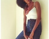 Azuha Chain ABUNDANCE---crocheted fiber necklace in "peony"