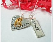 SALE -Hand Stamped Mommy Necklace - Born in my Heart - Adoption Jewelry - Mommy necklace Sterling Silver