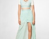 Two-Tone Cropie and Overlay Mini Skirt