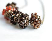 Brown Swarovski Necklace Crystal Beaded Beads Autumn Colors Mocca Pumpkin