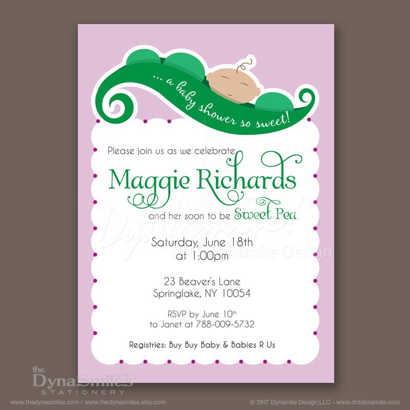 Sweet Pea in Pod - Baby Shower Invitations