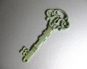 Rustic Key Paperweight, Skeleton Key, Green Key, Shabby and Chic, Farmhouse Decor, Cottage Chic, Office, Organize