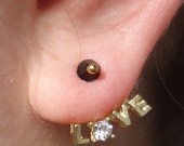 Gold Love Earrings - You Pick Colors - 1 pair wrap arround dangle cuff