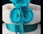 Teal Blue Ivory Flower Girl Dress