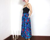 80s Jewel Tone Floral Pleated Skirt (M/L)