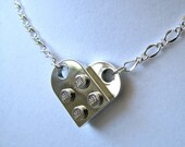 Silver Chrome Brick Heart Necklace