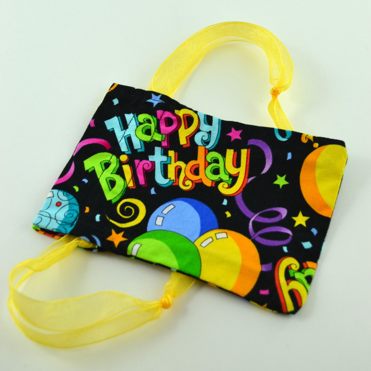 Reusable 'Happy Birthday' Fabric Gift Bag - Gift Card Size