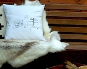 Cushion cover  in  vintage  white cotton 45 cm x 45 cm - FREE SHIPPING