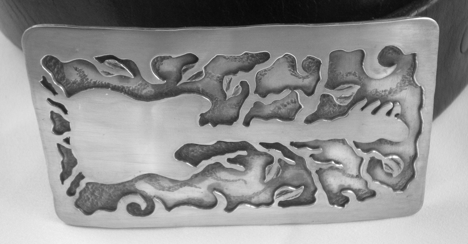 GUITAR STERLING BUCKLE - sterling silver belt buckle / small