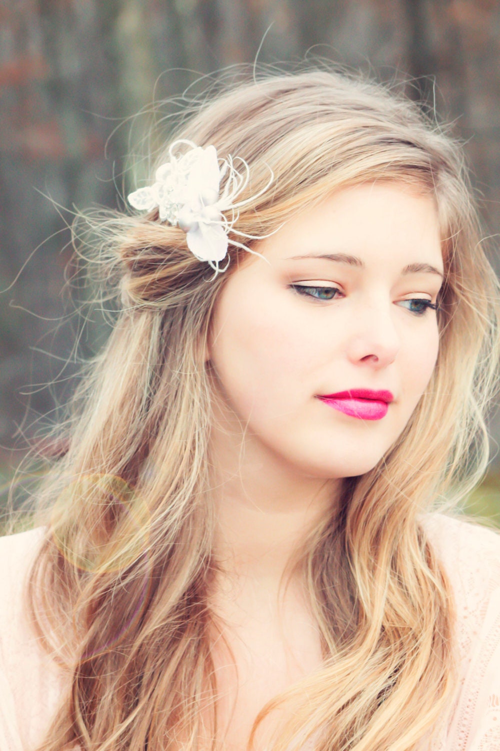 bridal headpiece bridal feather hair clip feather fascinator