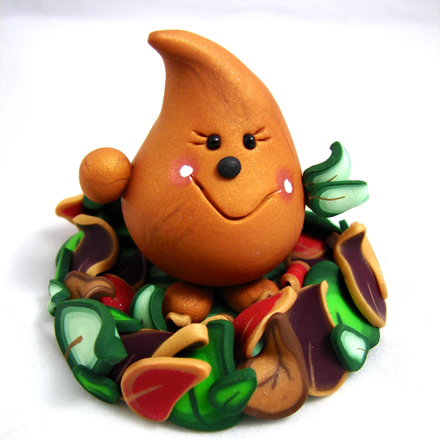 Fall Leaves Parker Figurine - Polymer Clay Character - Limited Edition Sculpture