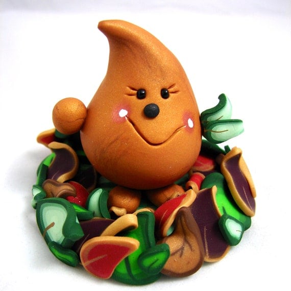 Fall Leaves Parker Figurine - Polymer Clay Character - Limited Edition Sculpture