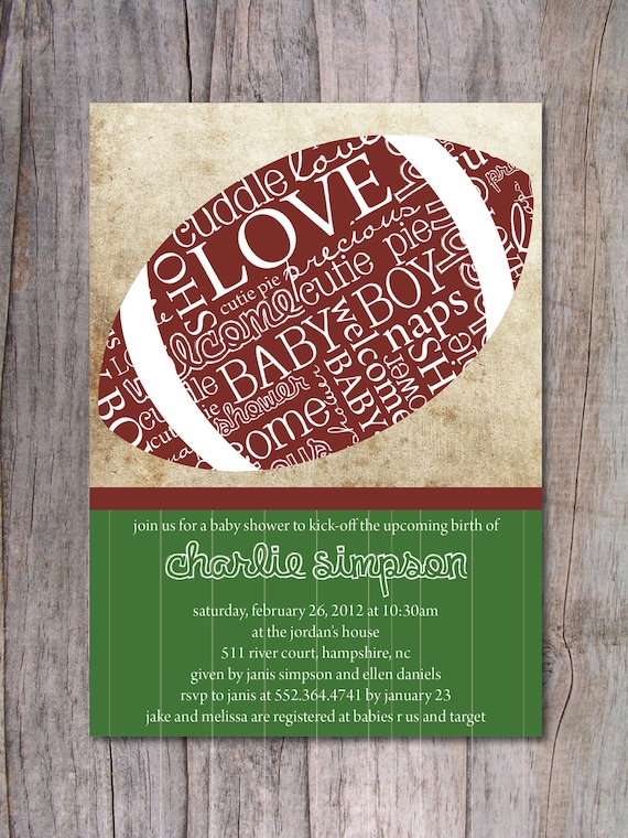 Football Baby Shower Invitation, Sports Baby Shower