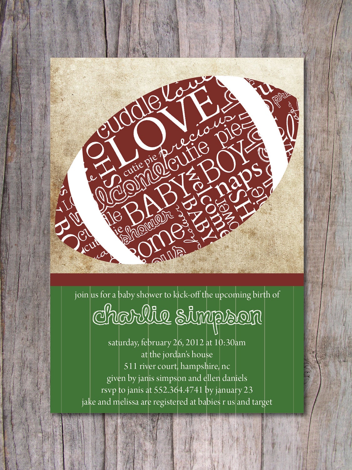 Football Baby Shower Invitation, Sports Baby Shower