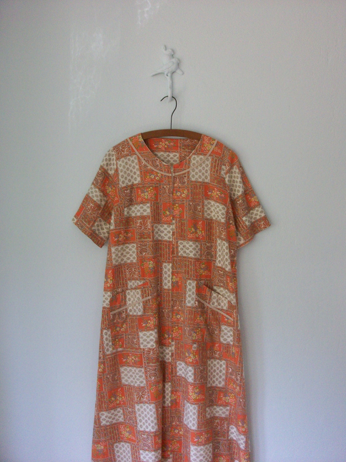 Vintage Maxi Gown ... Vintage 60s Bohemian Lounge Dress ... Medium / Large